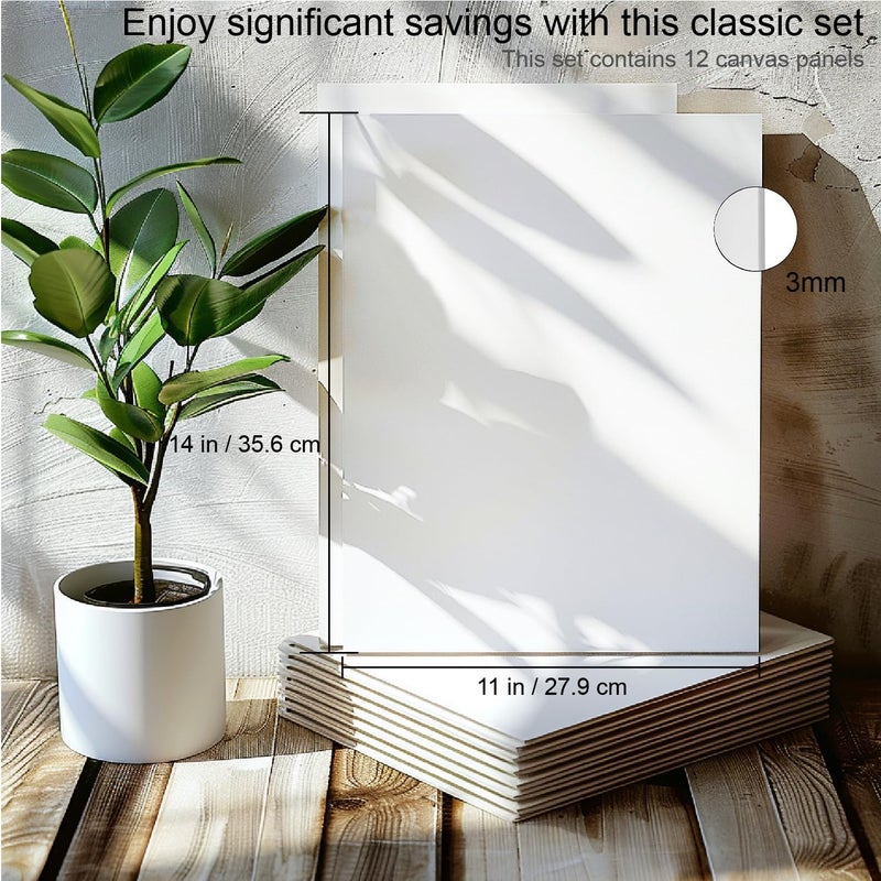 AETEXA Canvas Boards for Painting, 11"x14" Canvas Board, Pack of 12, Art Canvases for Painting, Blank White Canvas Panels for Acrylic, Oil and Gouache Painting. - Image 3